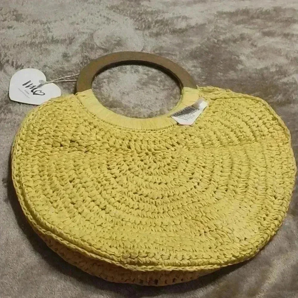 NWT IMO Vegan Natural Crochet Handbag Butter Yellow - Picture 5 of 6